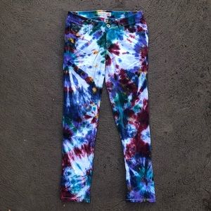 Tie dye white jean pants